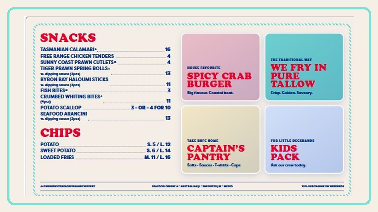 Snacks and More menu preview